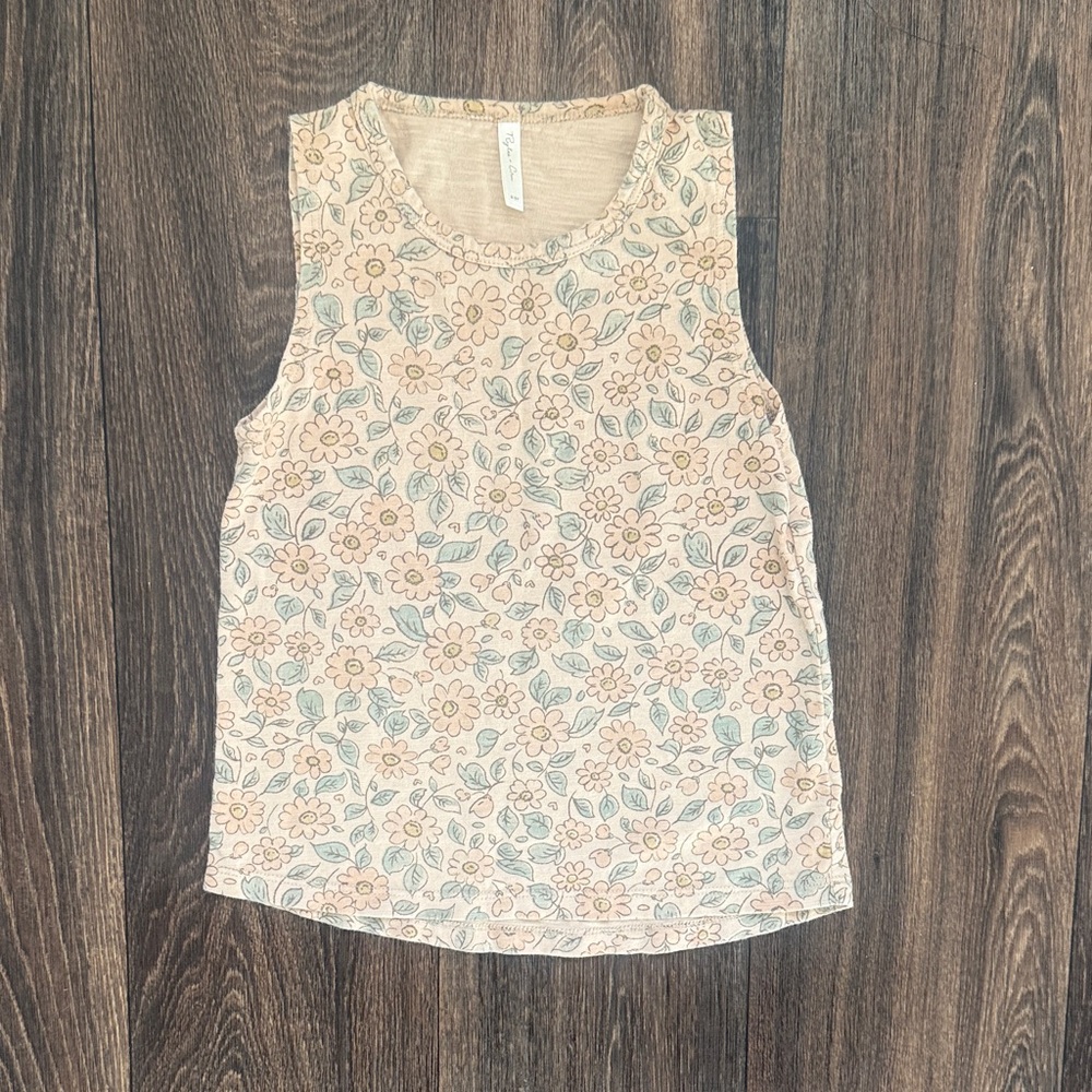 Rylee + Cru Floral Tank Top - Cream and Blue